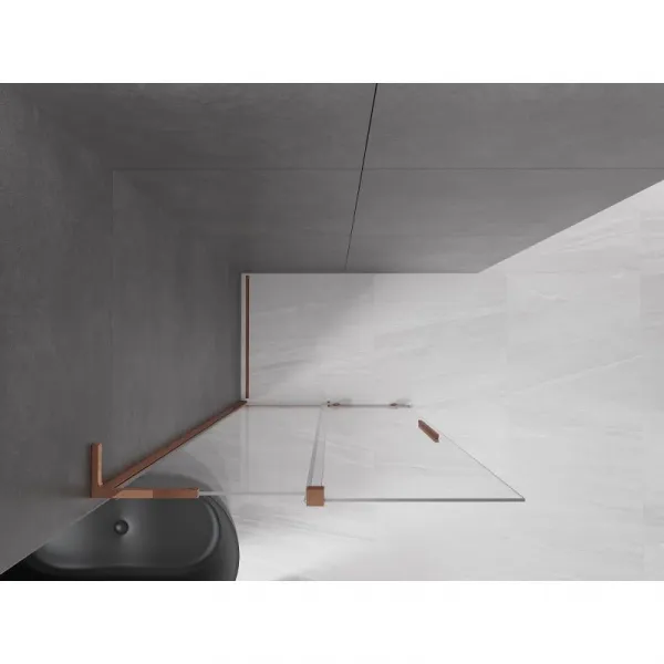 MEXEN/S - Velar L Sprchová zástena posuvná Walk-in 120 x 200, transparent 8 mm, ružové zlato 871-120-003-03-60