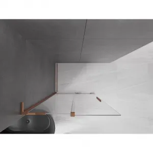 MEXEN/S - Velar L Sprchová zástena posuvná Walk-in 120 x 200, transparent 8 mm, ružové zlato 871-120-003-03-60