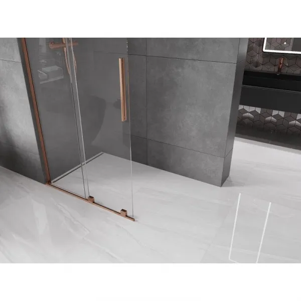 MEXEN/S - Velar L Sprchová zástena posuvná Walk-in 100 x 200, transparent 8 mm, ružové zlato 871-100-003-03-60