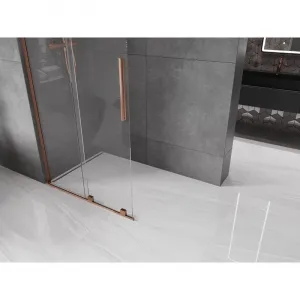 MEXEN/S - Velar L Sprchová zástena posuvná Walk-in 100 x 200, transparent 8 mm, ružové zlato 871-100-003-03-60