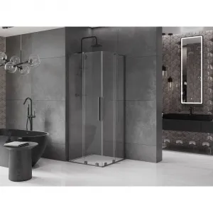 MEXEN/S - Velar L Duo sprchovací kút, posuvné dvere 80 x 80, transparent, grafit metal 871-080-080-02-03-95