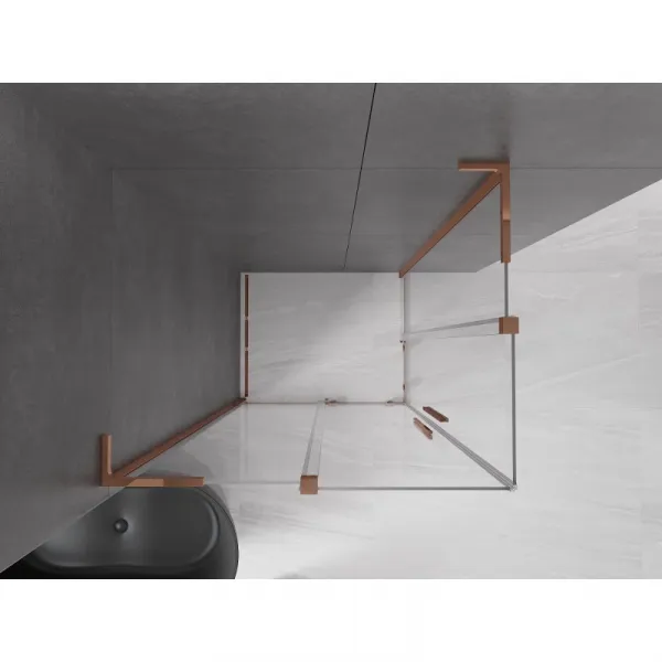 MEXEN/S - Velar L Duo sprchovací kút, posuvné dvere 100 x 90, transparent, ružové zlato 871-100-090-02-03-60
