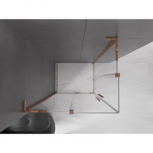 MEXEN/S - Velar L Duo sprchovací kút, posuvné dvere 100 x 90, transparent, ružové zlato 871-100-090-02-03-60