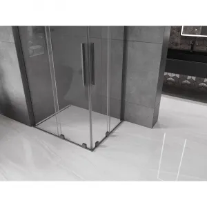 MEXEN/S - Velar L Duo sprchovací kút, posuvné dvere 100 x 90, transparent, grafit metal 871-100-090-02-03-95
