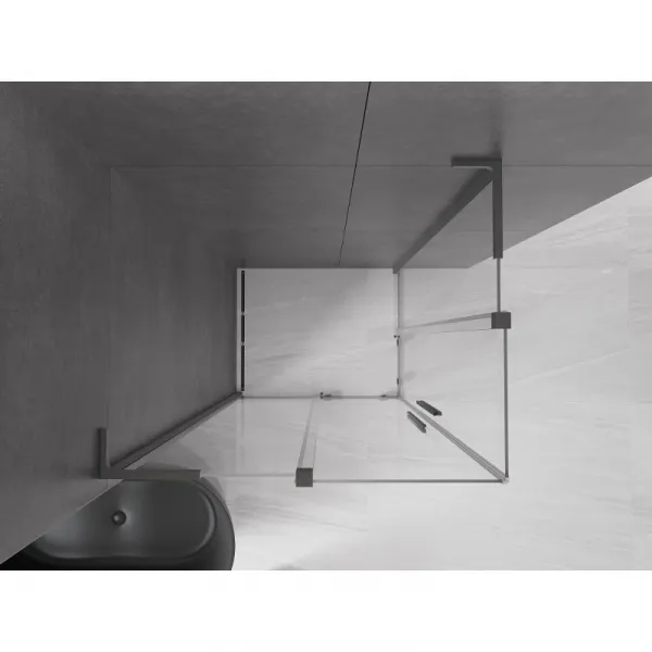 MEXEN/S - Velar L Duo sprchovací kút, posuvné dvere 100 x 90, transparent, grafit metal 871-100-090-02-03-95