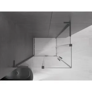 MEXEN/S - Velar L Duo sprchovací kút, posuvné dvere 100 x 90, transparent, grafit metal 871-100-090-02-03-95