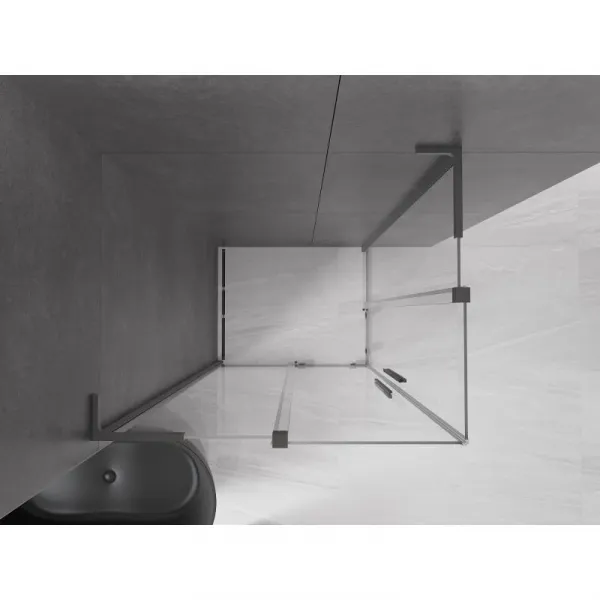 MEXEN/S - Velar L Duo sprchovací kút, posuvné dvere 90 x 80, transparent, grafit metal 871-090-080-02-03-95