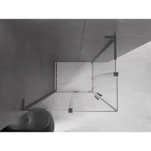 MEXEN/S - Velar L Duo sprchovací kút, posuvné dvere 90 x 80, transparent, grafit metal 871-090-080-02-03-95