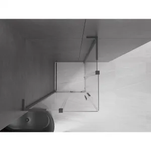 MEXEN/S - Velar L Duo sprchovací kút, posuvné dvere 80 x 80, transparent, grafit metal 871-080-080-02-03-95