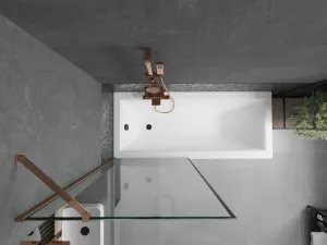 MEXEN/S - Next vaňová zástena FIX 80 x 150, čierna dekor, růžové zlato 895-080-000-00-70-60