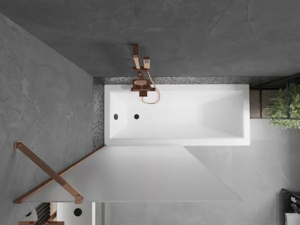MEXEN/S - Next vaňová zástena FIX 90 x 150, mrazené sklo, růžové zlato 895-090-000-00-30-60
