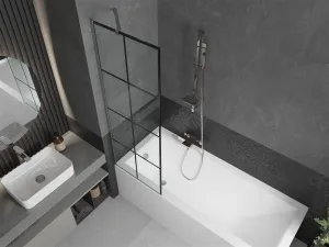 MEXEN/S - Next vaňová zástena FIX 60 x 150, čierna dekor, chróm 895-060-000-00-77-01