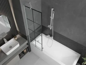 MEXEN/S - Next vaňová zástena FIX 60 x 150, čierna dekor, biela 895-060-000-00-77-20