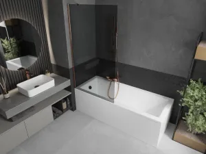 MEXEN/S - Next vaňová zástena FIX 90 x 150, grafit, růžové zlato 895-090-000-00-40-60