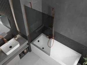 MEXEN/S - Next vaňová zástena FIX 90 x 150, grafit, růžové zlato 895-090-000-00-40-60