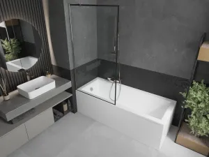 MEXEN/S - Next vaňová zástena FIX 90 x 150, čierna dekor, chróm 895-090-000-00-70-01