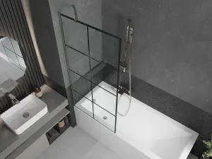 MEXEN/S - Next vaňová zástena FIX 80x150, čierny dekor, chróm 895-080-000-00-77-01