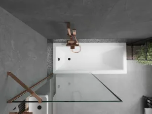 MEXEN/S - Next vaňová zástena FIX 90 x 150, čierna dekor, růžové zlato 895-090-000-00-70-60