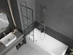 MEXEN/S - Next vaňová zástena FIX 50 x 150, čierna dekor, chróm 895-050-000-00-77-01
