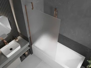 MEXEN/S - Next vaňová zástena FIX 100 x 150, mrazené sklo, růžové zlato 895-100-000-00-30-60