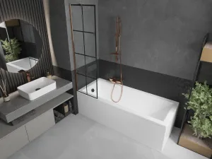 MEXEN/S - Next vaňová zástena FIX 50 x 150, čierna dekor, růžové zlato 895-050-000-00-77-60
