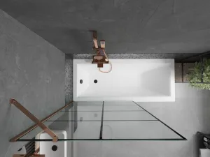 MEXEN/S - Next vaňová zástena FIX 100x150, čierny dekor, růžové zlato 895-100-000-00-77-60