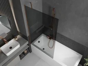 MEXEN/S - Next vaňová zástena FIX 100 x 150, grafit, růžové zlato 895-100-000-00-40-60