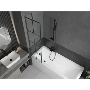 MEXEN/S - Next vaňová zástena FIX 50 x 150, čierna vzor, grafit metal 895-050-000-00-77-95