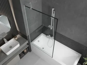 MEXEN/S - Next vaňová zástena FIX 100 x 150, čierna dekor, biela 895-100-000-00-70-20