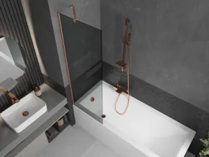 MEXEN/S - Next vaňová zástena FIX 60 x 150, grafit, meď kartáčovaná 895-060-000-00-40-65