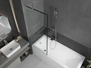 MEXEN/S - Next vaňová zástena FIX 70 x 150, čierna vzor, nikel kartáčovaná 895-070-000-00-70-97