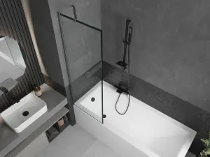 MEXEN/S - Next vaňová zástena FIX 60 x 150, čierna vzor, grafit kartáčovaná 895-060-000-00-70-66