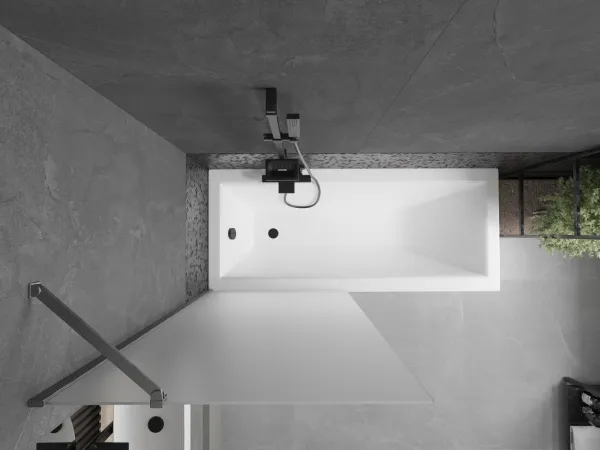 MEXEN/S - Next vaňová zástena FIX 80 x 150, dekor, grafit kartáčovaná 895-080-000-00-30-66