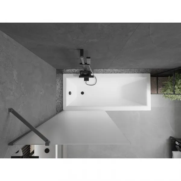 MEXEN/S - Next vaňová zástena FIX 80 x 150, dekor, grafit metal 895-080-000-00-30-95