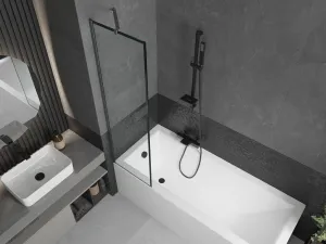 MEXEN/S - Next vaňová zástena FIX 50 x 150, čierna vzor, grafit kartáčovaná 895-050-000-00-70-66