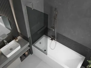 MEXEN/S - Next vaňová zástena FIX 70 x 150, grafit, nikel kartáčovaná 895-070-000-00-40-97