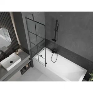 MEXEN/S - Next vaňová zástena FIX 60 x 150, čierna vzor, grafit metal 895-060-000-00-77-95
