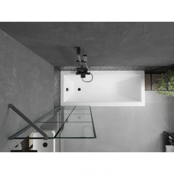 MEXEN/S - Next vaňová zástena FIX 60 x 150, čierna vzor, grafit metal 895-060-000-00-77-95
