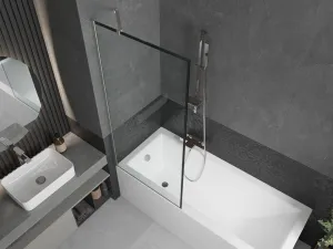 MEXEN/S - Next vaňová zástena FIX 80 x 150, čierna vzor, nikel kartáčovaná 895-080-000-00-70-97