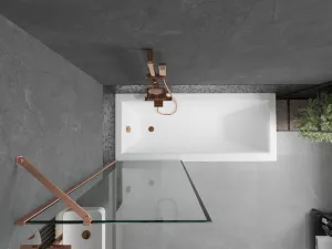 MEXEN/S - Next vaňová zástena FIX 70 x 150, čierna vzor, meď kartáčovaná 895-070-000-00-70-65