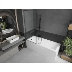 MEXEN/S - Next vaňová zástena FIX 70 x 150, čierna vzor, grafit metal 895-070-000-00-70-95