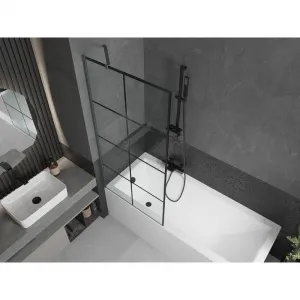 MEXEN/S - Next vaňová zástena FIX 80 x 150, čierna vzor, grafit metal 895-080-000-00-77-95