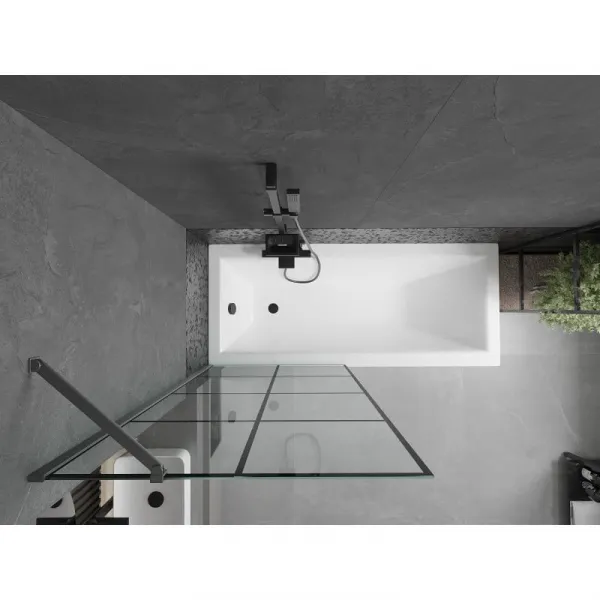 MEXEN/S - Next vaňová zástena FIX 80 x 150, čierna vzor, grafit metal 895-080-000-00-77-95