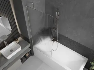 MEXEN/S - Next vaňová zástena FIX 80 x 150, prúžky, nikel kartáčovaná 895-080-000-00-09-97