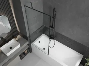 MEXEN/S - Next vaňová zástena FIX 80 x 150, čierna vzor, grafit kartáčovaná 895-080-000-00-70-66