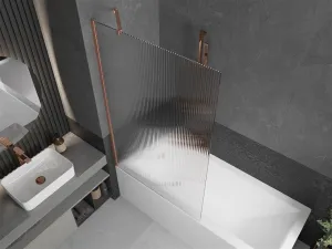 MEXEN/S - Next vaňová zástena FIX 100 x 150, prúžky, meď kartáčovaná 895-100-000-00-09-65