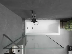 MEXEN/S - Next vaňová zástena FIX 100 x 150, čierna vzor, grafit kartáčovaná 895-100-000-00-70-66