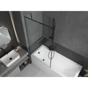 MEXEN/S - Next vaňová zástena FIX 90 x 150, čierna vzor, grafit metal 895-090-000-00-70-95