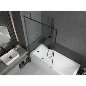 MEXEN/S - Next vaňová zástena FIX 100 x 150, čierna vzor, grafit metal 895-100-000-00-70-95