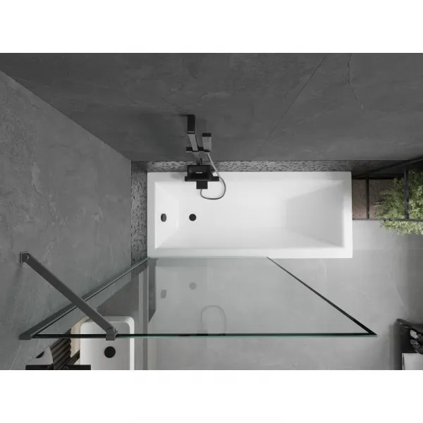 MEXEN/S - Next vaňová zástena FIX 100 x 150, čierna vzor, grafit metal 895-100-000-00-70-95